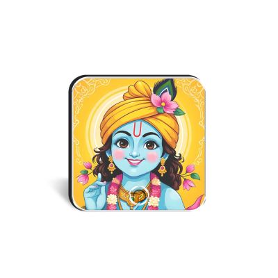 Lord Krishna Musical Fridge Magnet Spiritual Song Playing Frame Gift for Pooja Room, Office & Home Decor | Devotional Audio Player for Home, Temple & Meditation Peace & Positivity